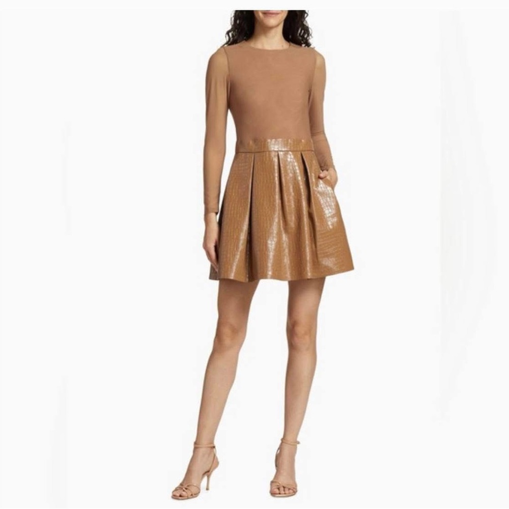 Alice + Olivia Tan Long Sleeve Dress